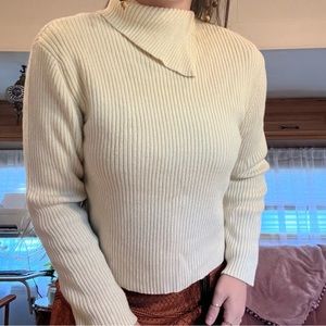 Orvis fold over turtleneck sweater oat cream wool
